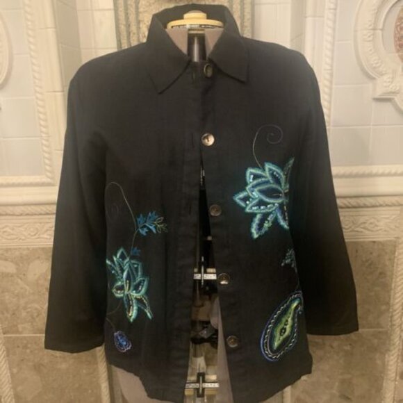 Good Clothes. Sz Large. Embroidered Beaded Long Sleeve Button Up. Jacket. B85. - Picture 1 of 4